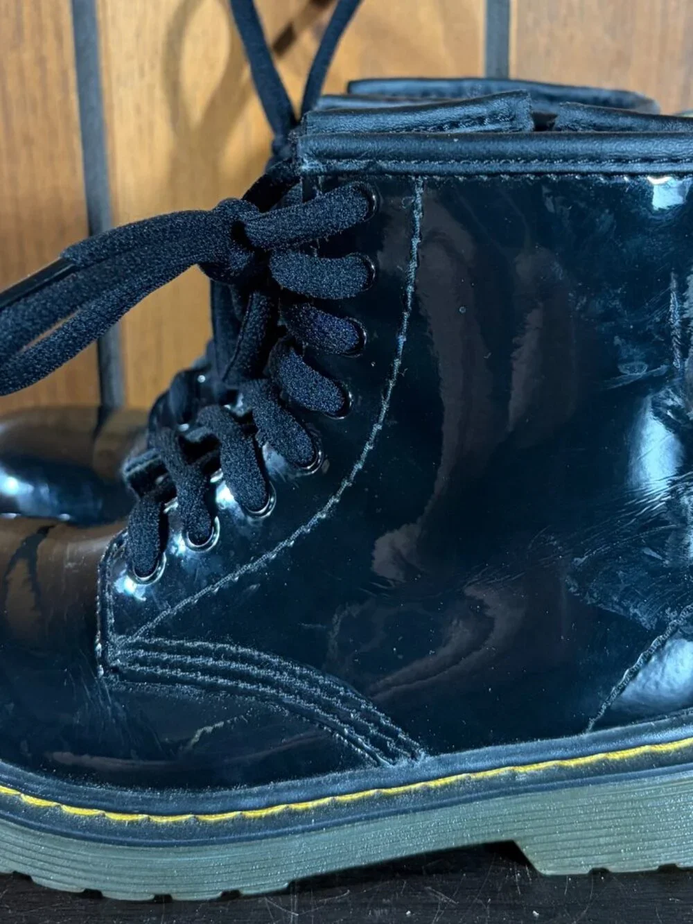 Dr. Martens 1460 T Kids Unisex Black Combat Side Zipper Boots Sz 9 US/ 8UK/26 EU